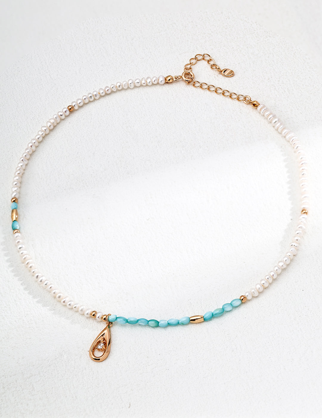 Sterling silver necklace with mother of pearl and blue zirconia – RXYJewelry