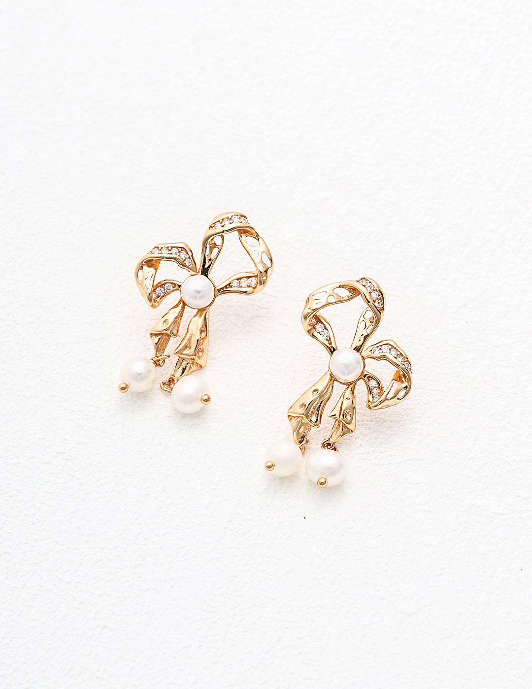Natural pearl bow shape earrings – elegant design by RXYJewelry