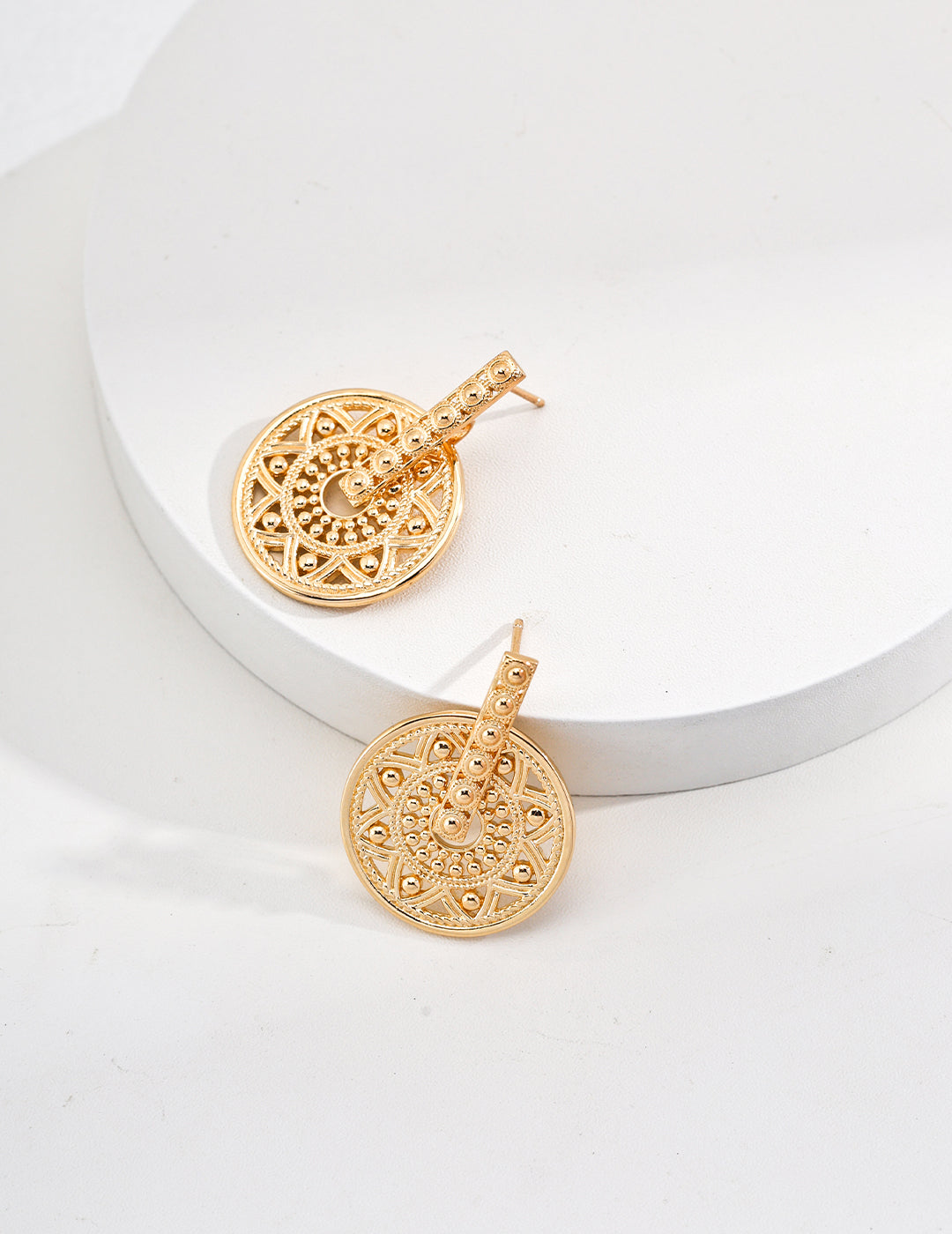 Vintage sunflower round earrings with floral motif – RXYJewelry