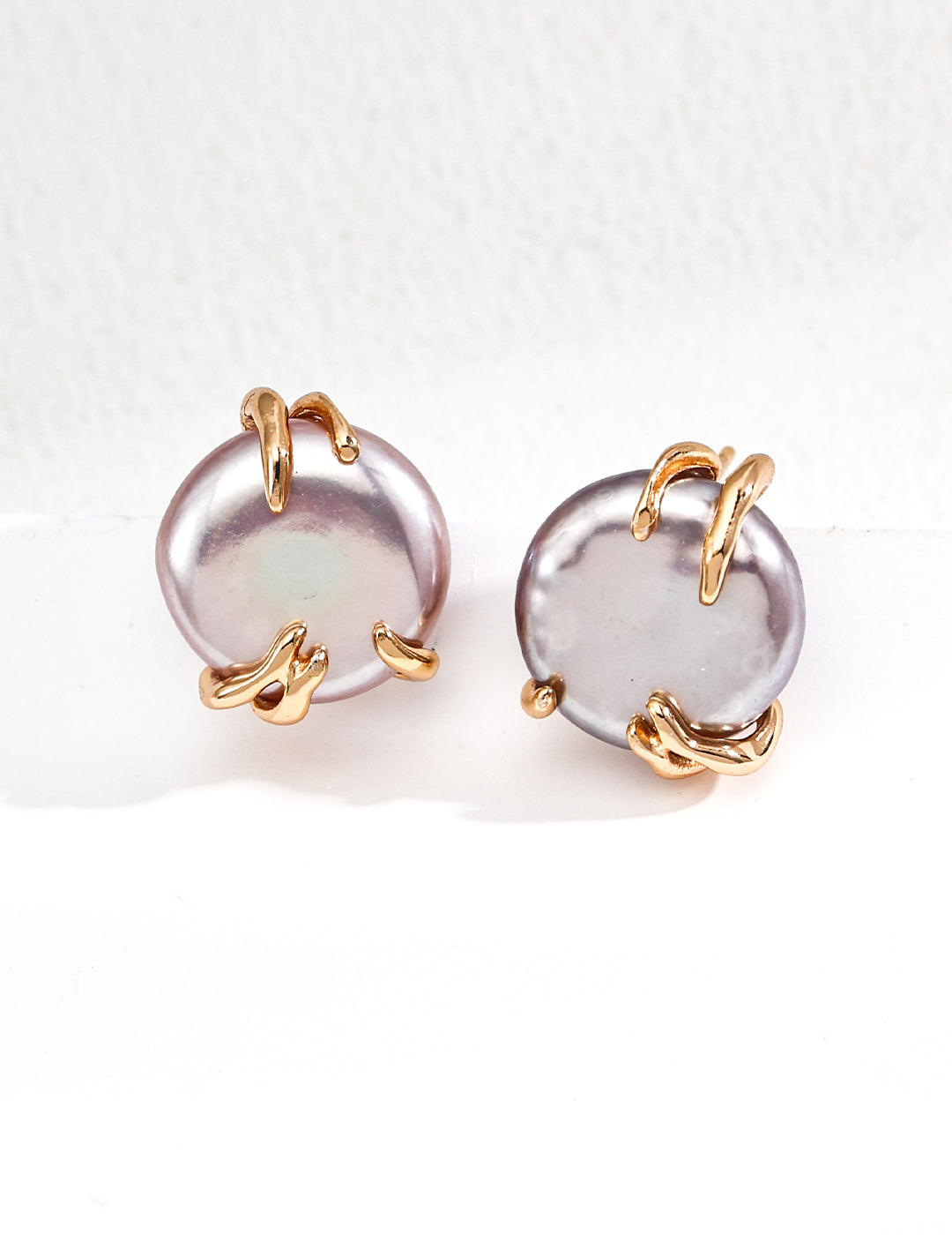 RXY Silver Natural Gray Pearl Earrings with minimalist silver setting