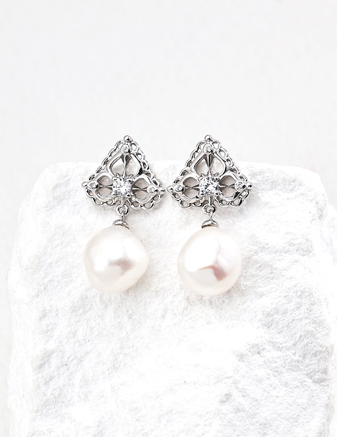 Sterling silver earrings with natural pearls and zirconia – RXYJewelry