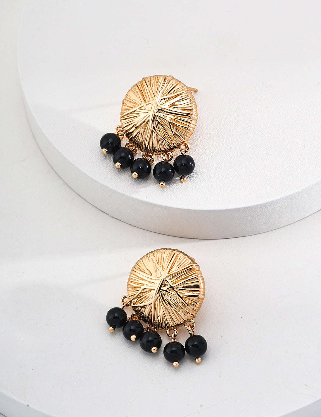 Black onyx round sterling silver earrings – elegant gemstone by RXYJewelry