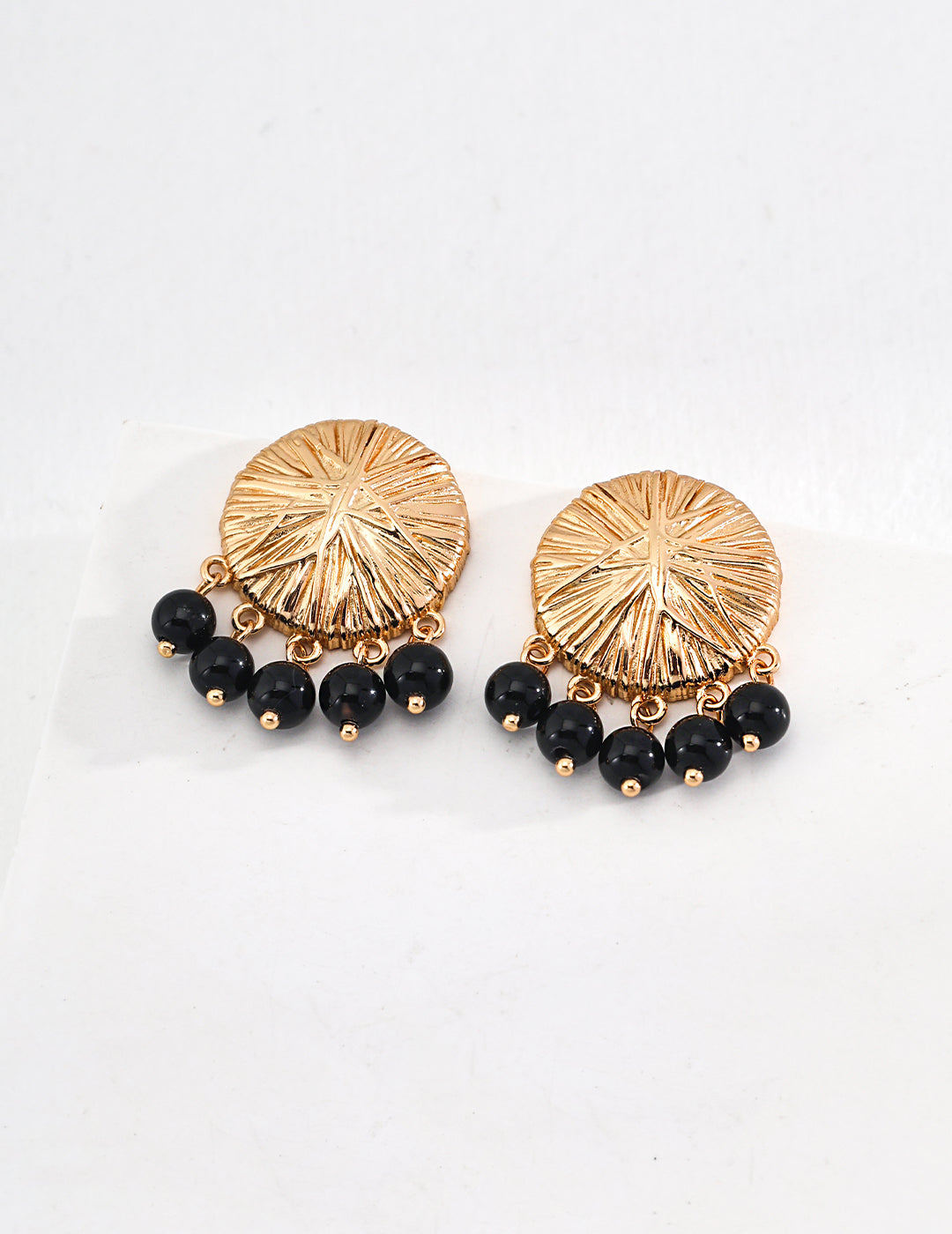 Black onyx round sterling silver earrings – elegant gemstone by RXYJewelry