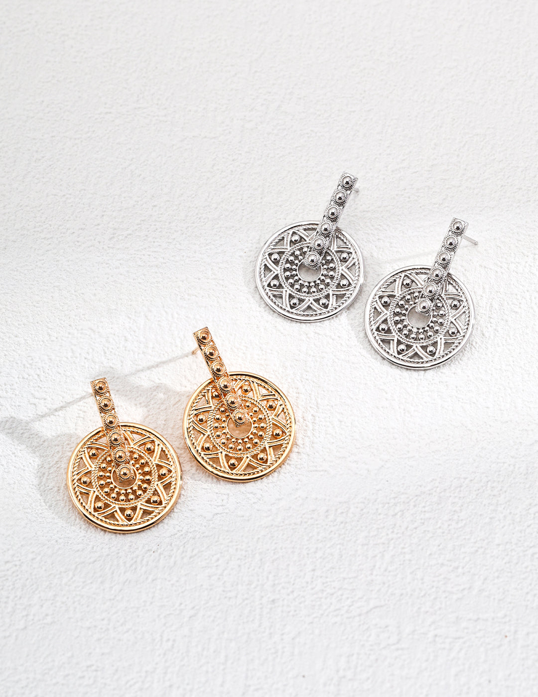 Vintage sunflower round earrings with floral motif – RXYJewelry