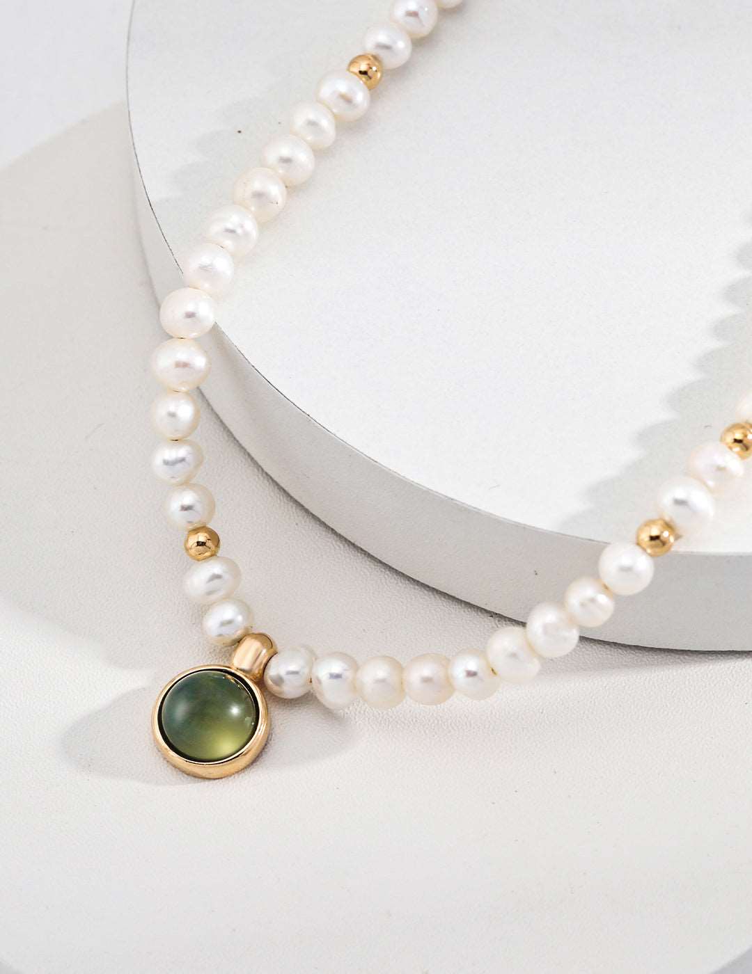 Elegant Silver Natural Pearls Moss-Agate Necklace - RXYjewelry