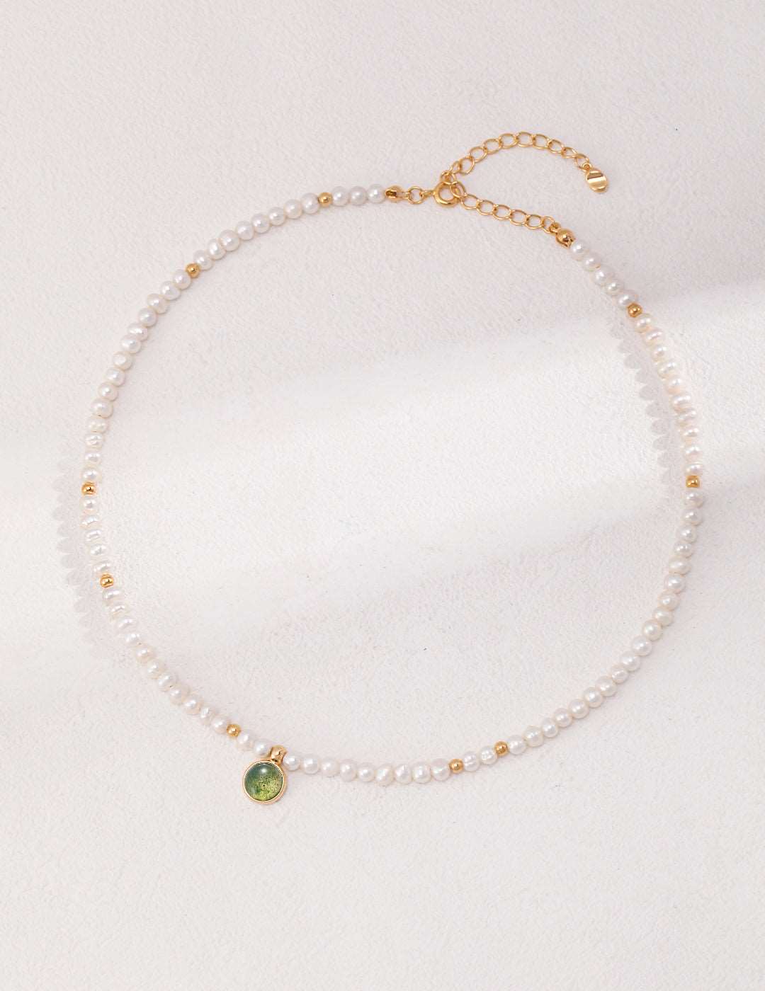 Elegant Silver Natural Pearls Moss-Agate Necklace - RXYjewelry