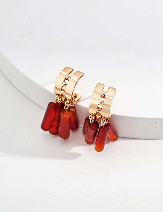 Silver Agates Earrings - RXYjewelry