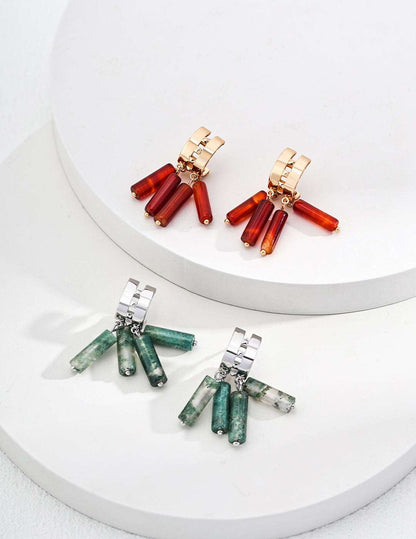 Silver Agates Earrings - RXYjewelry