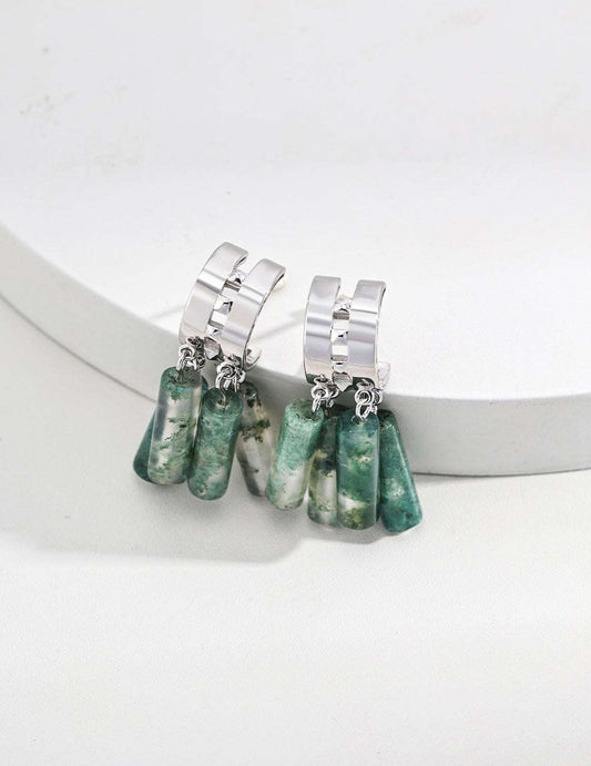 Silver Agates Earrings - RXYjewelry