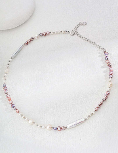 925 Silver Natural Pearl Necklace - RXYjewelry
