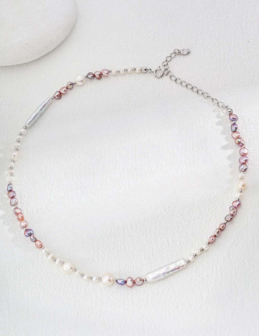 925 Silver Natural Pearl Necklace - RXYjewelry