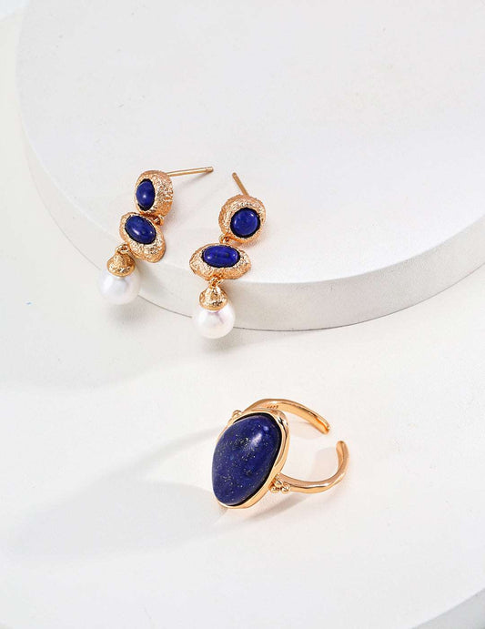 Silver Vintage Natural Lapis Lazuli Ring - RXYjewelry
