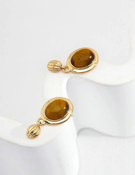 Oval Tiger's Eye Earrings - RXYjewelry