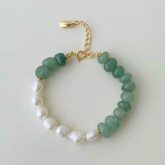 RXYjewelry Silver Vintage Style Natural Pearls Crysta Bracelet