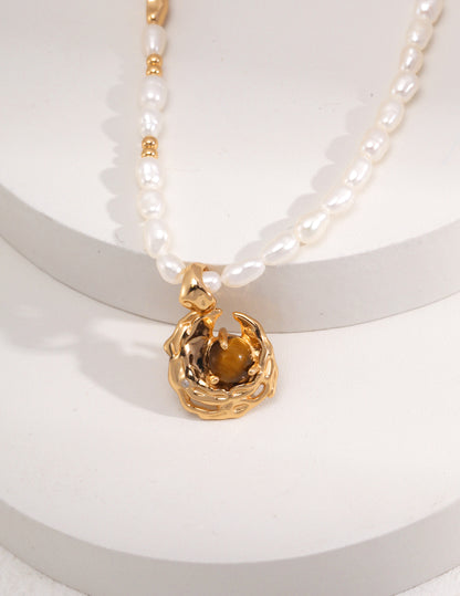 Agate pearl and gemstone necklace – natural elegance by RXY-Jewelry