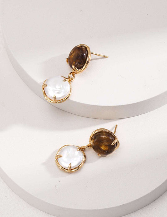 RXY Sterling Silver Pearl Resin Earrings - RXYjewelry