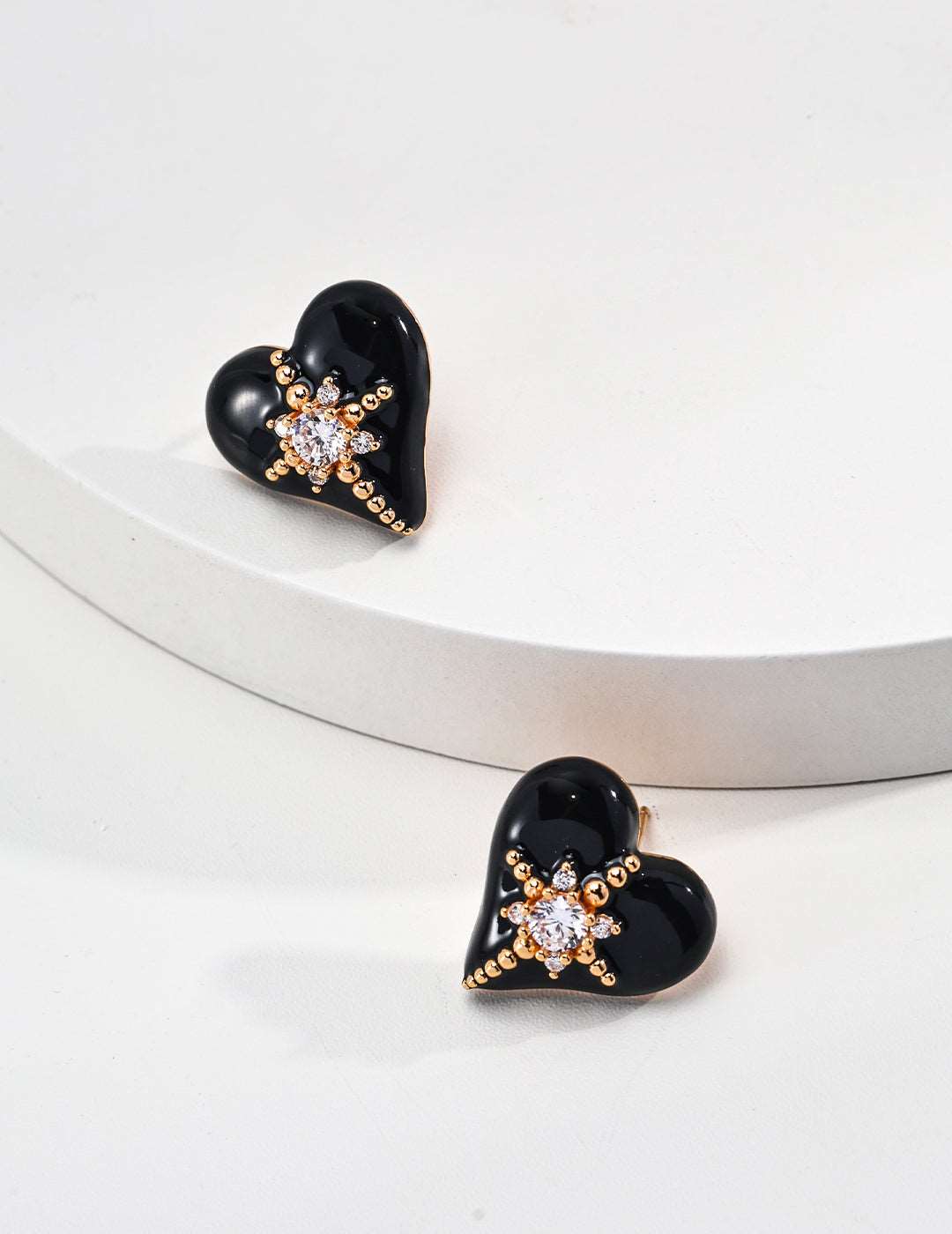Silver Drip Glaze Cubic Zircon Heart Earrings - RXYjewelry