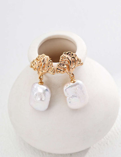 RXY Silver Vintage Natural Pearl Earrings - RXYjewelry