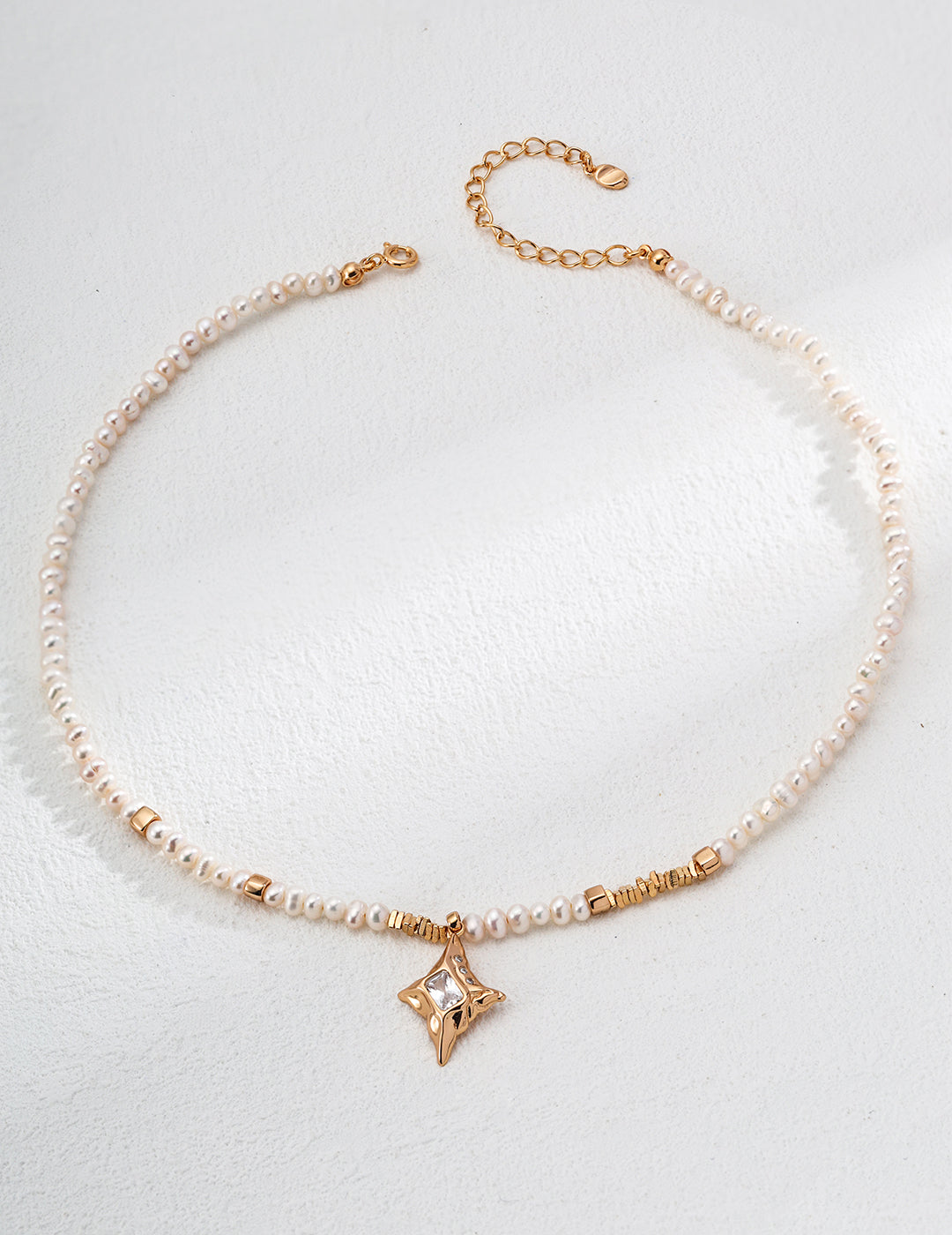 Silver Natural Pearl Cubic Zircon Pendant Necklace_RXYJewelry