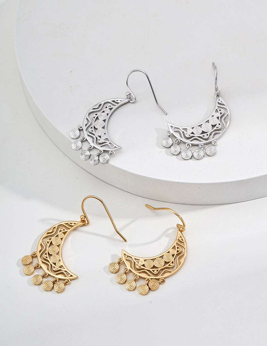 RXY Silver Vintage Moon-shaped Earrings - RXYjewelry