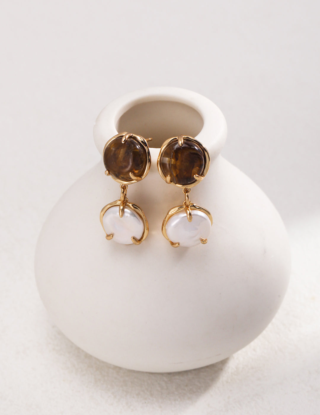 RXY Sterling Silver Pearl Resin Earrings - RXYjewelry