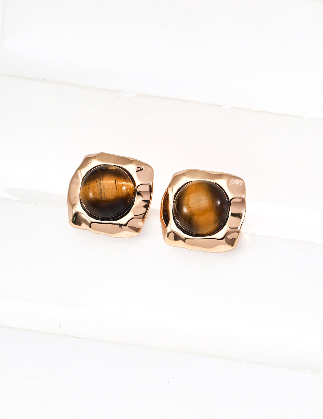 Bold Natural Stone Ear Studs for Women