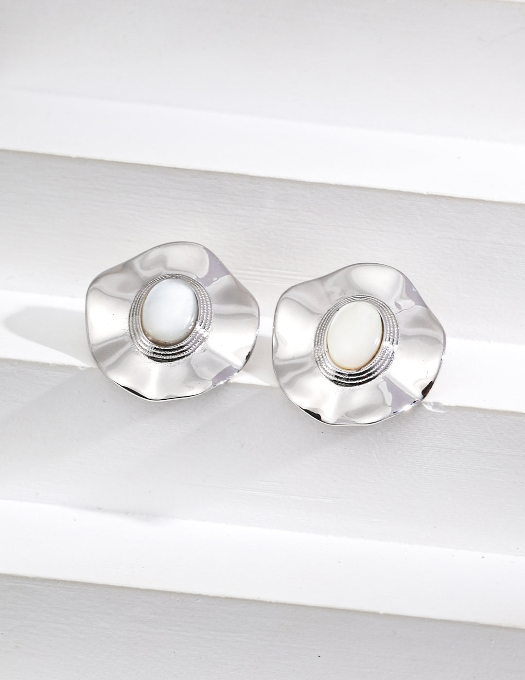 RXY Silver Onyx Shell Earrings - RXYjewelry