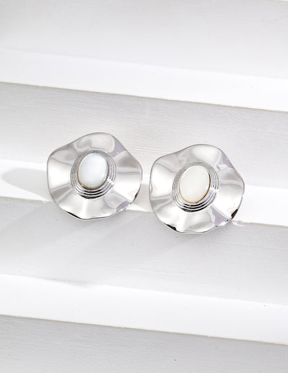RXY Silver Onyx Shell Earrings - RXYjewelry