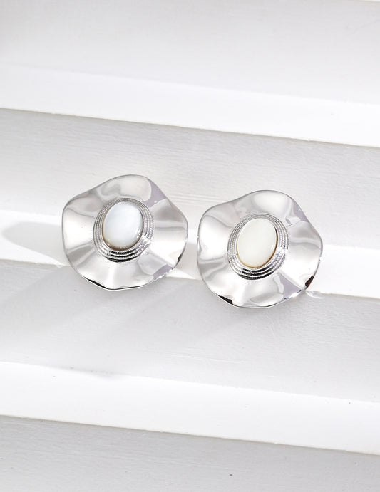 RXY Silver Onyx Shell Earrings - RXYjewelry