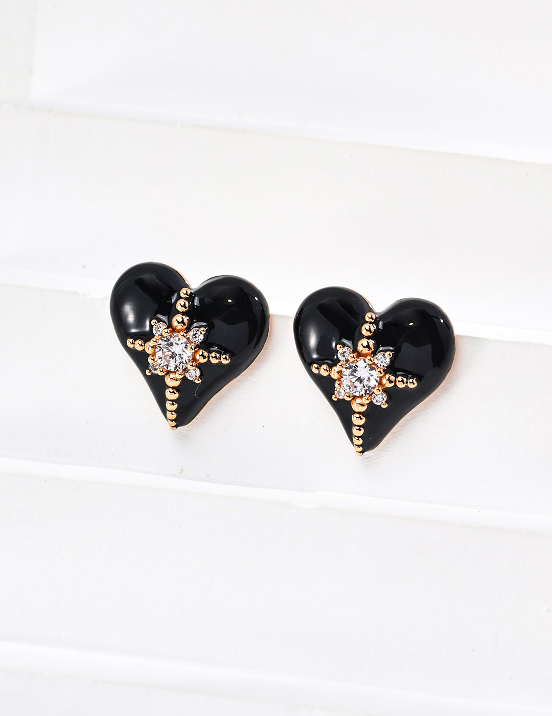 Silver Drip Glaze Cubic Zircon Heart Earrings - RXYjewelry