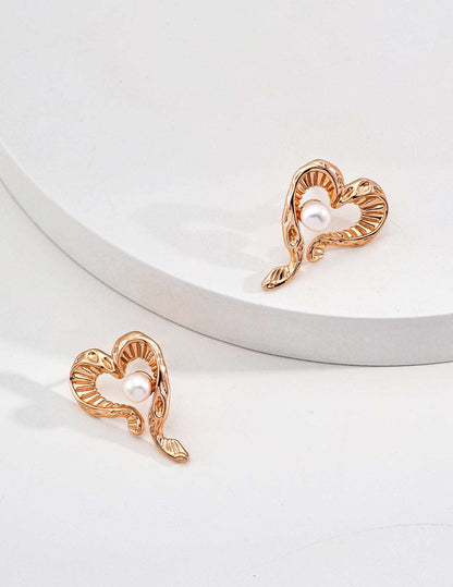 RXY Silver Heart Shaped Natural Pearl Earrings - RXYjewelry