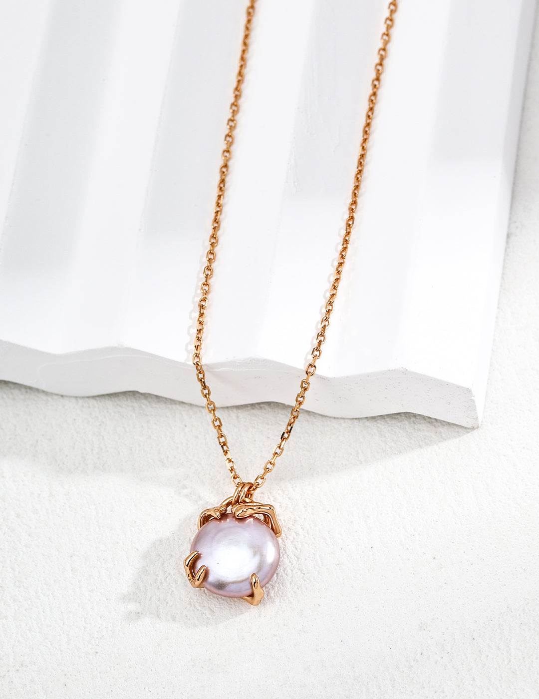 RXY Silver Natural Gray Pearl Pendant Necklace with minimalist silver setting