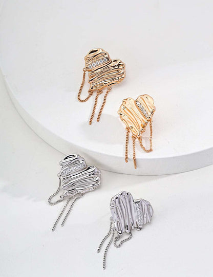 S925 Silver Simple Heart Zirconia Earrings - RXYjewelry