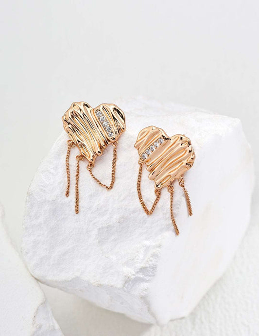 S925 Silver Simple Heart Zirconia Earrings - RXYjewelry