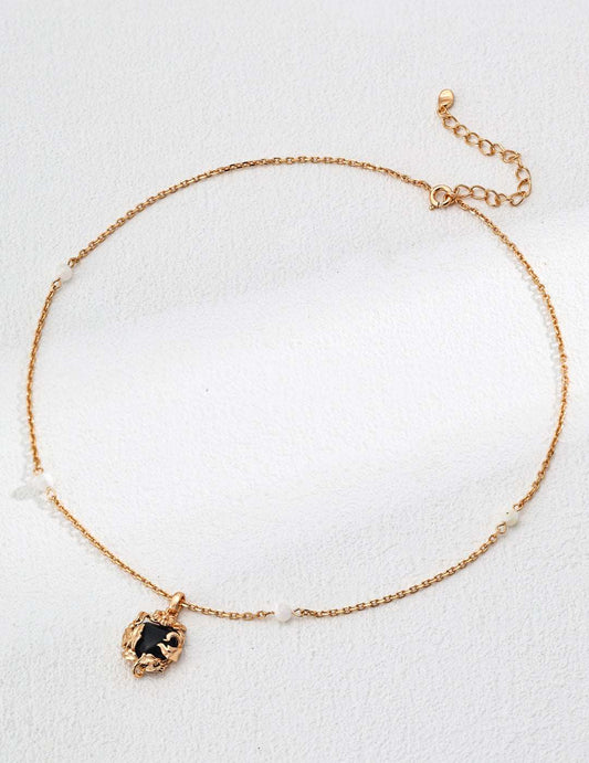 RXY 925Silver Onyx Silk Shell Necklace - RXYjewelry