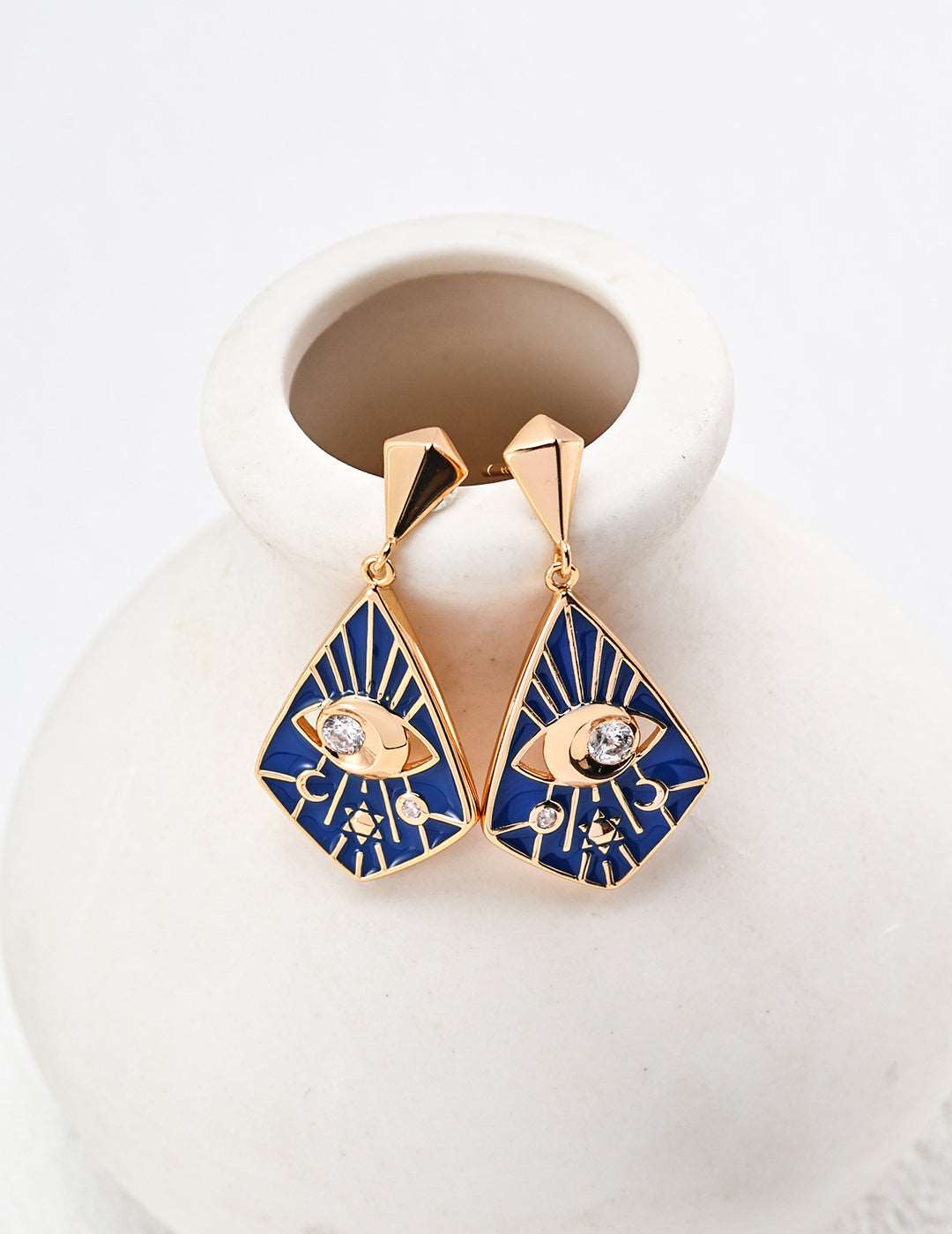 Silver Blue Drip Glaze Zirconia Earrings - RXYjewelry