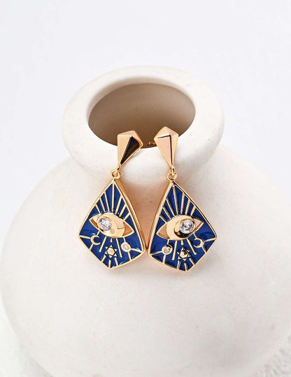Silver Blue Drip Glaze Zirconia Earrings - RXYjewelry