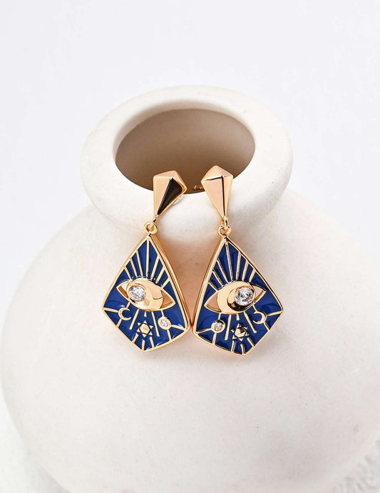 Silver Blue Drip Glaze Zirconia Earrings - RXYjewelry