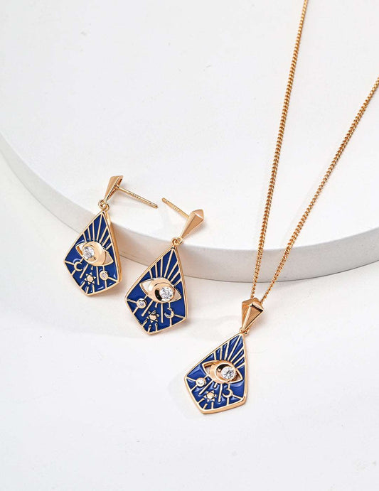 Silver Blue Drip Glaze Zirconia Earrings - RXYjewelry