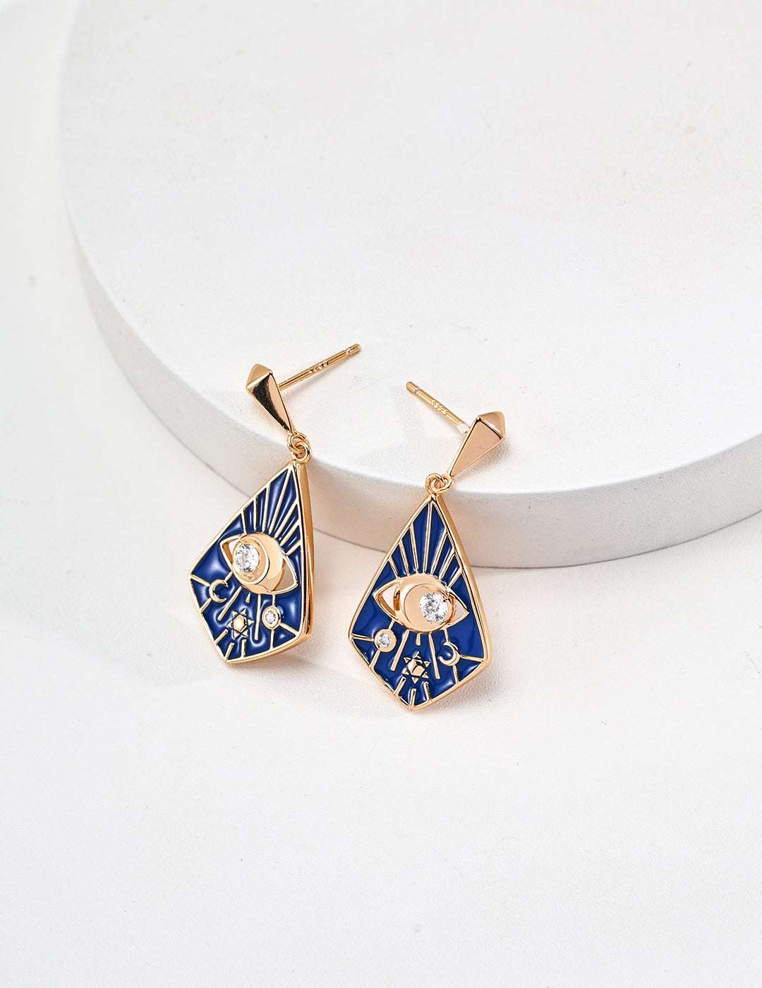 Silver Blue Drip Glaze Zirconia Earrings - RXYjewelry