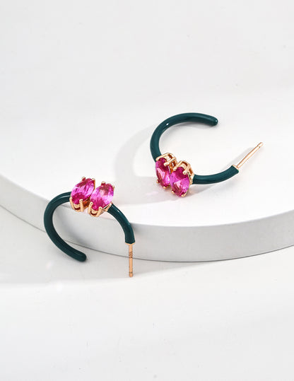 RXY Silver Vintage Drip Glaze Zirconia Earrings - RXYjewelry