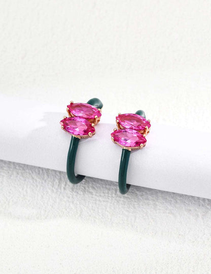RXY Silver Vintage Drip Glaze Zirconia Earrings - RXYjewelry