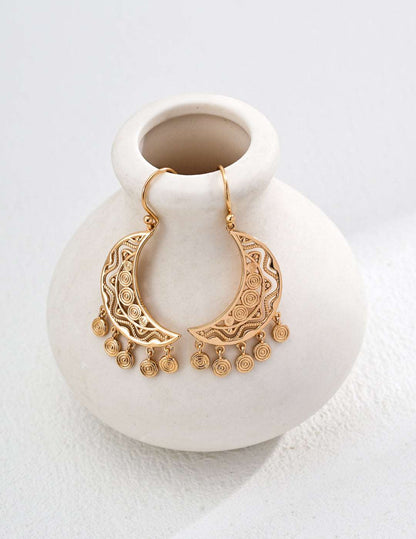 RXY Silver Vintage Moon-shaped Earrings - RXYjewelry