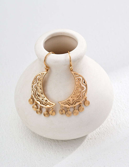 RXY Silver Vintage Moon-shaped Earrings - RXYjewelry