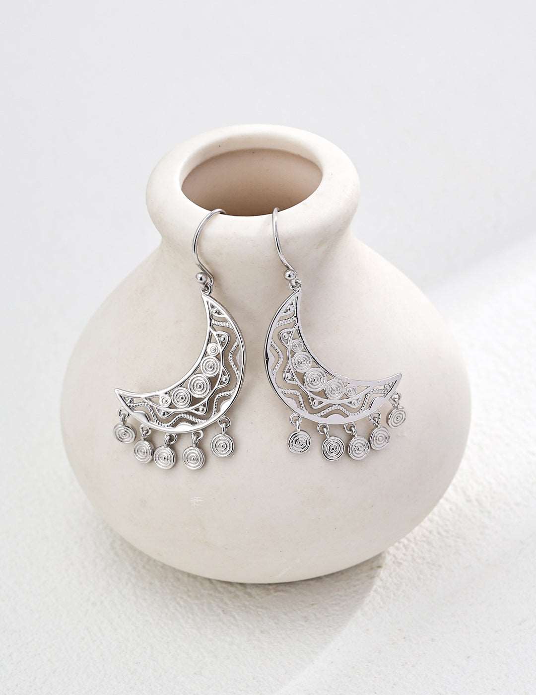 RXY Silver Vintage Moon-shaped Earrings - RXYjewelry