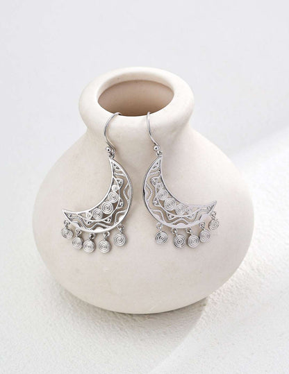 RXY Silver Vintage Moon-shaped Earrings - RXYjewelry