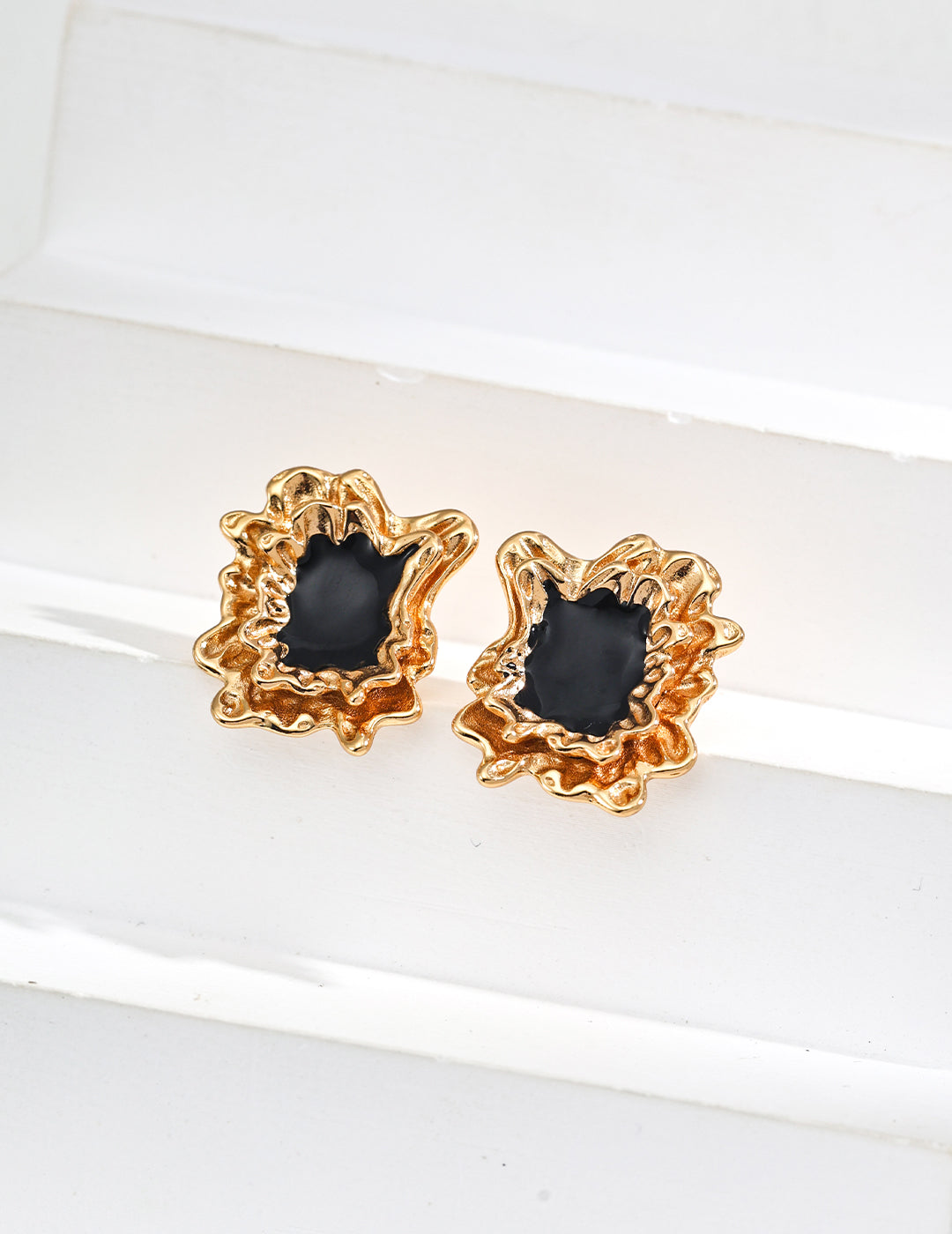 rxyjewelry Silver Black Drip Glaze Earrings