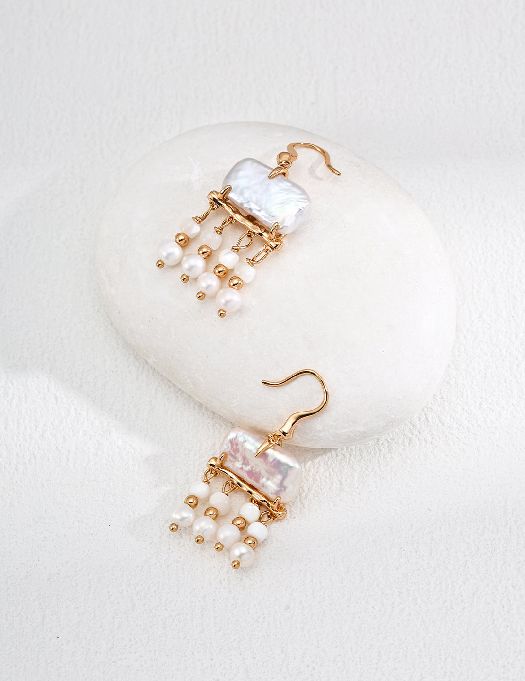 RXY Silver Natural Pearl Shell Earrings