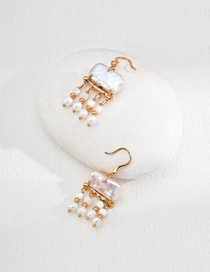 RXY Silver Natural Pearl Shell Earrings