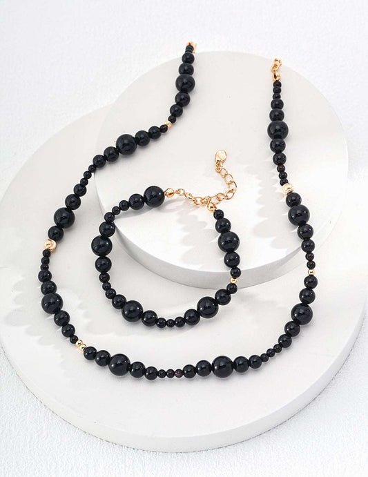 Silver Onyx Necklace - RXYjewelry